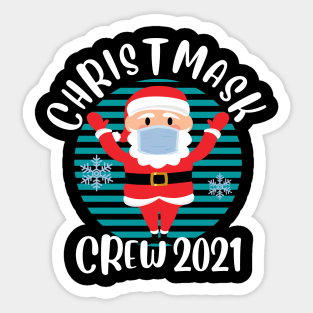 Christmas Crew 2021 Funny Face Mask Wearing Santa Christmask Sticker